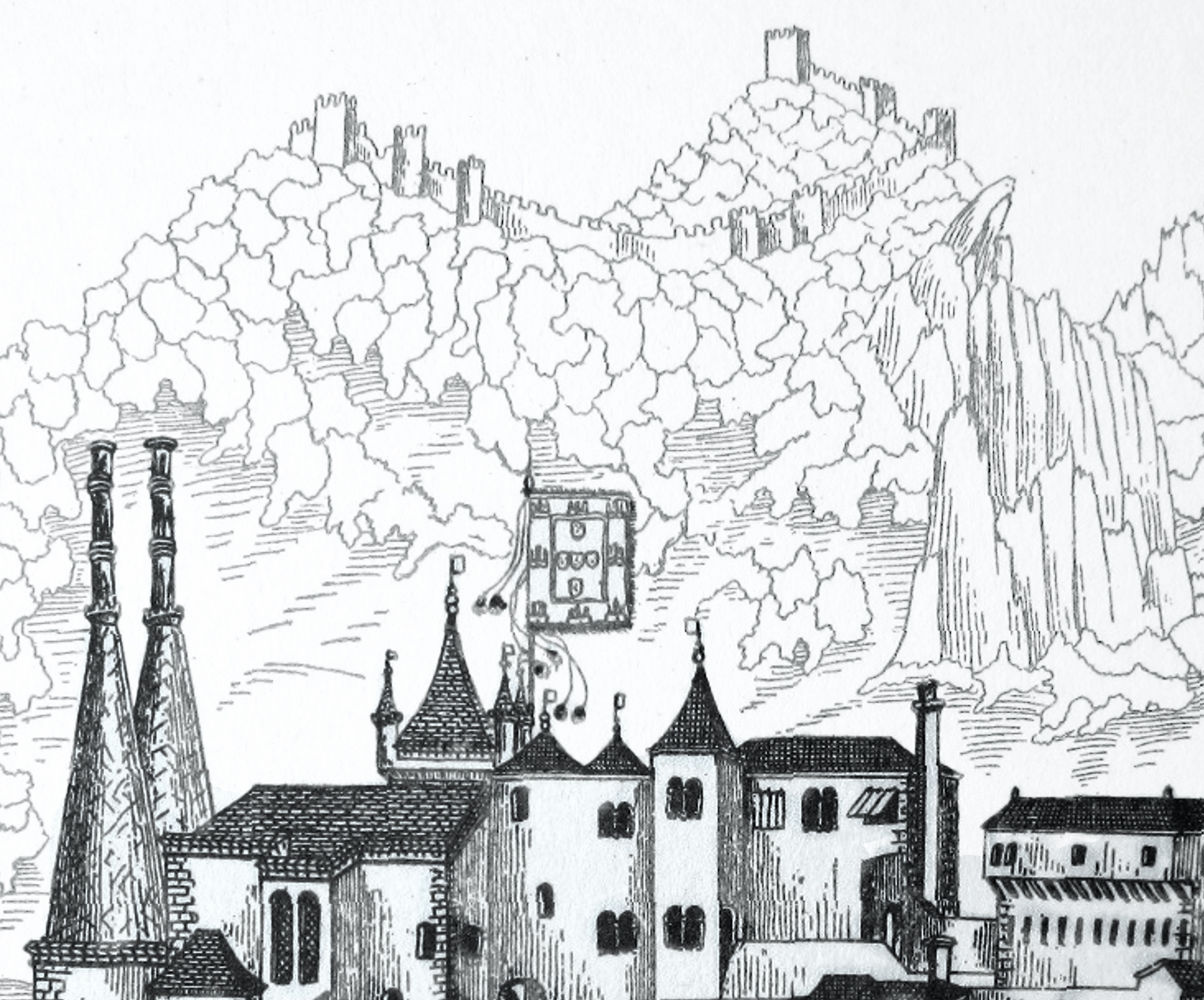 O Palácio da Vila no início dos anos de 1500, por Duarte d’Armas.